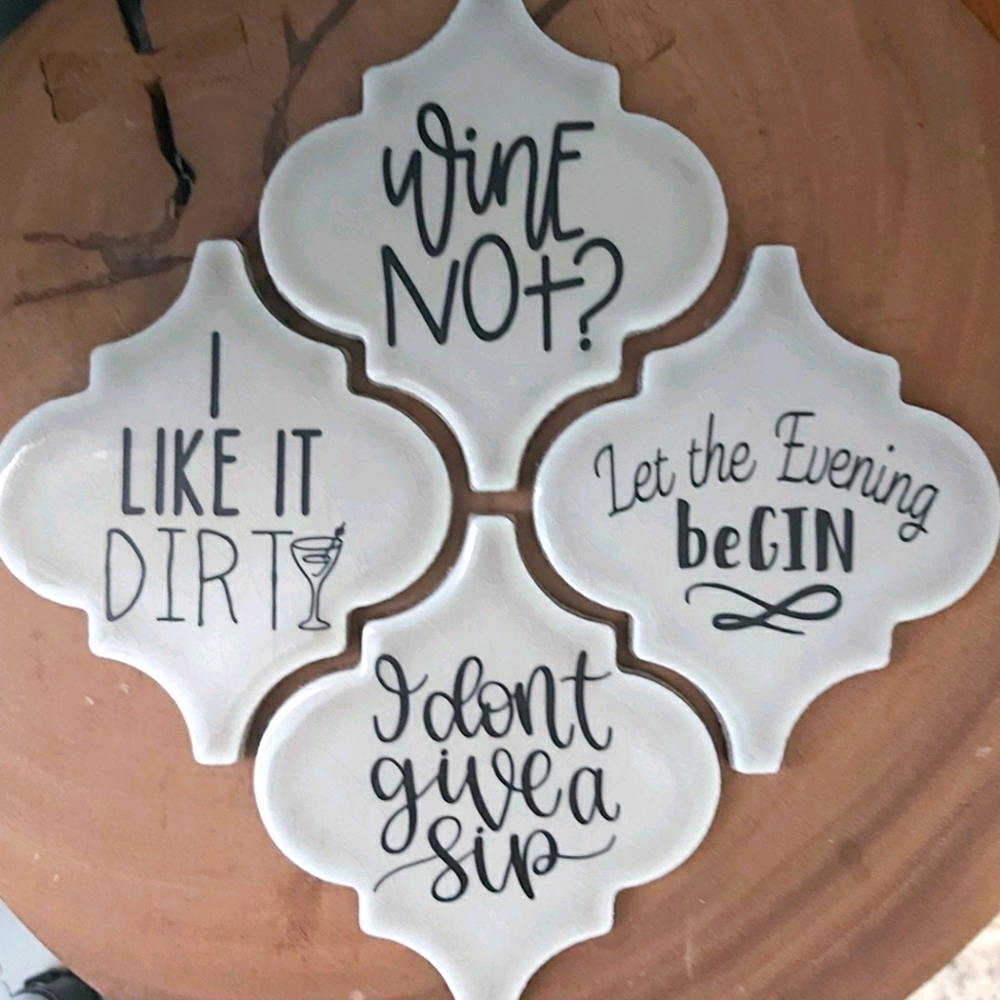 Homemade Cocktail Pun Coasters